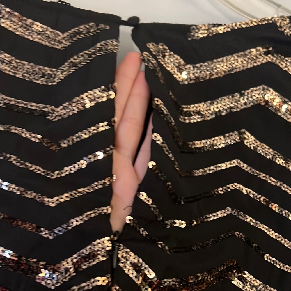 Mustard Seed Sequin Sheath Mini Dress Black and Gold - Women’s Size Medium - Picture 14 of 17